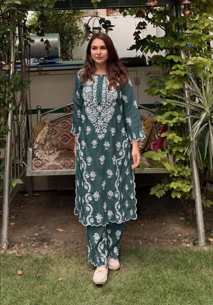 Beautiful Roman Silk Cutwork Palazzo Set