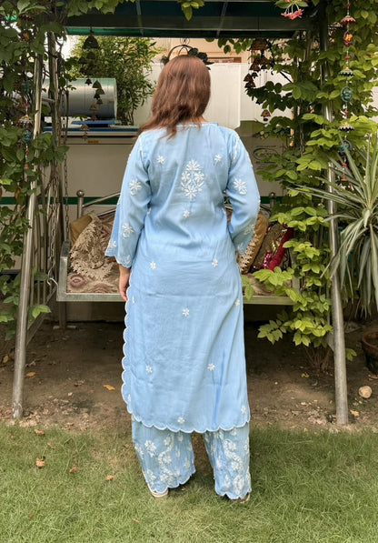 Beautiful Roman Silk Cutwork Palazzo Set