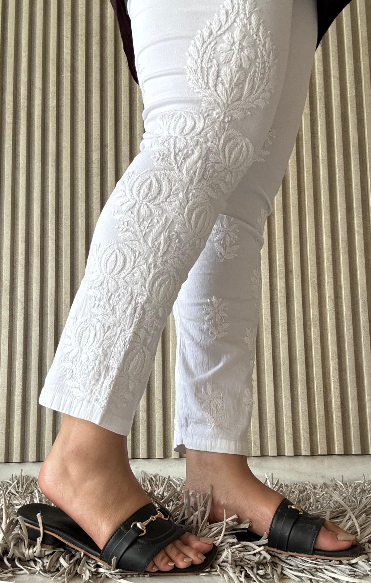 Dyed Dobby Cotton Chikankari Short Top & Heavy Embroidered Pant Combo