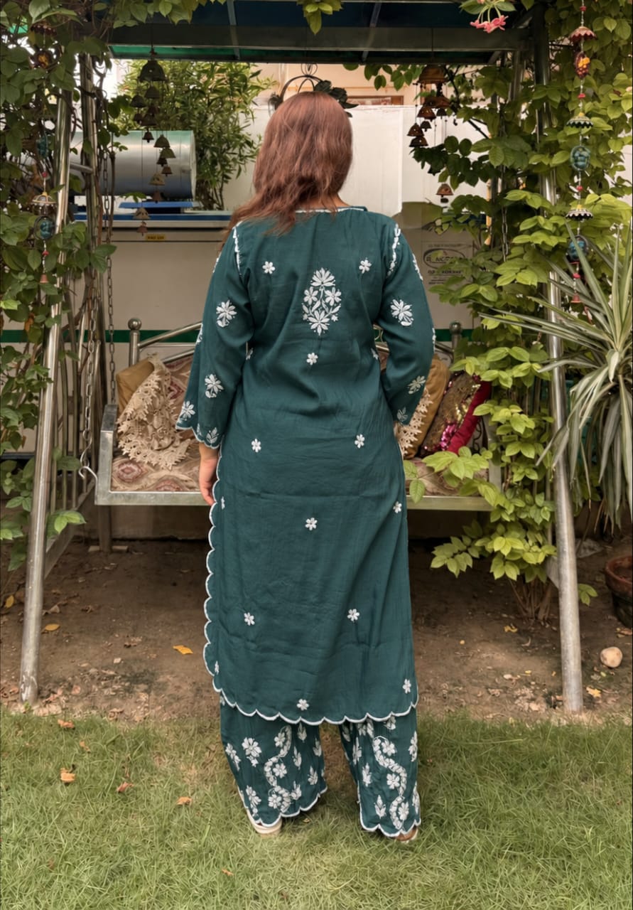 Beautiful Roman Silk Cutwork Palazzo Set