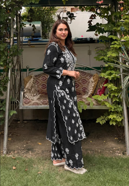 Beautiful Roman Silk Cutwork Palazzo Set