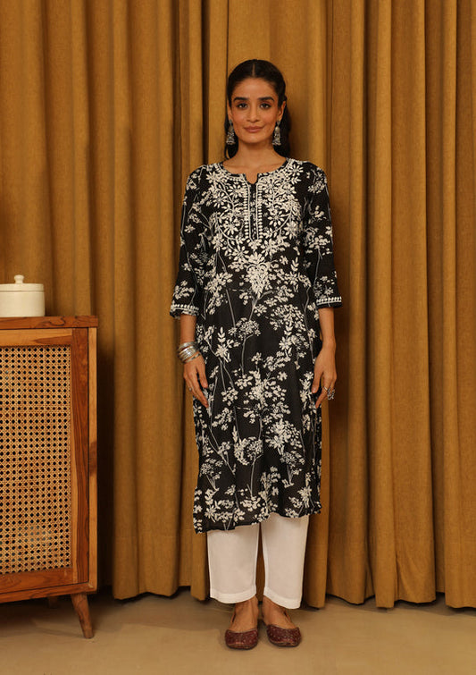 Mul Cotton Kurti Chikan Work