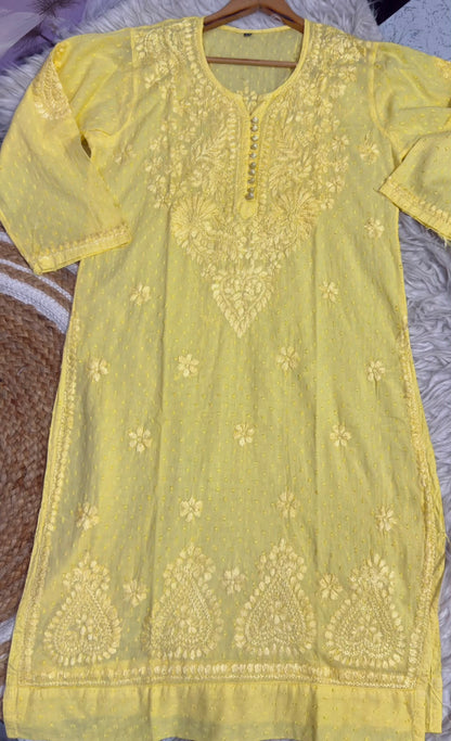 Lucknowi Chikankari Dobby Cotton Kurti