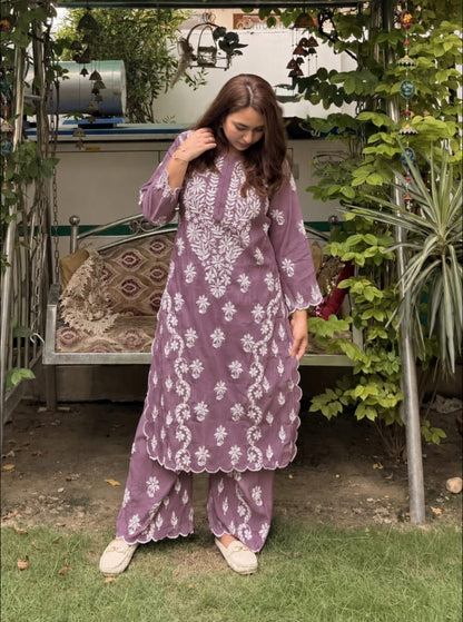 Beautiful Roman Silk Cutwork Palazzo Set