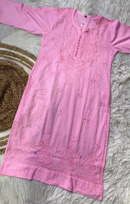 Lucknowi Chikankari Dobby Cotton Kurti