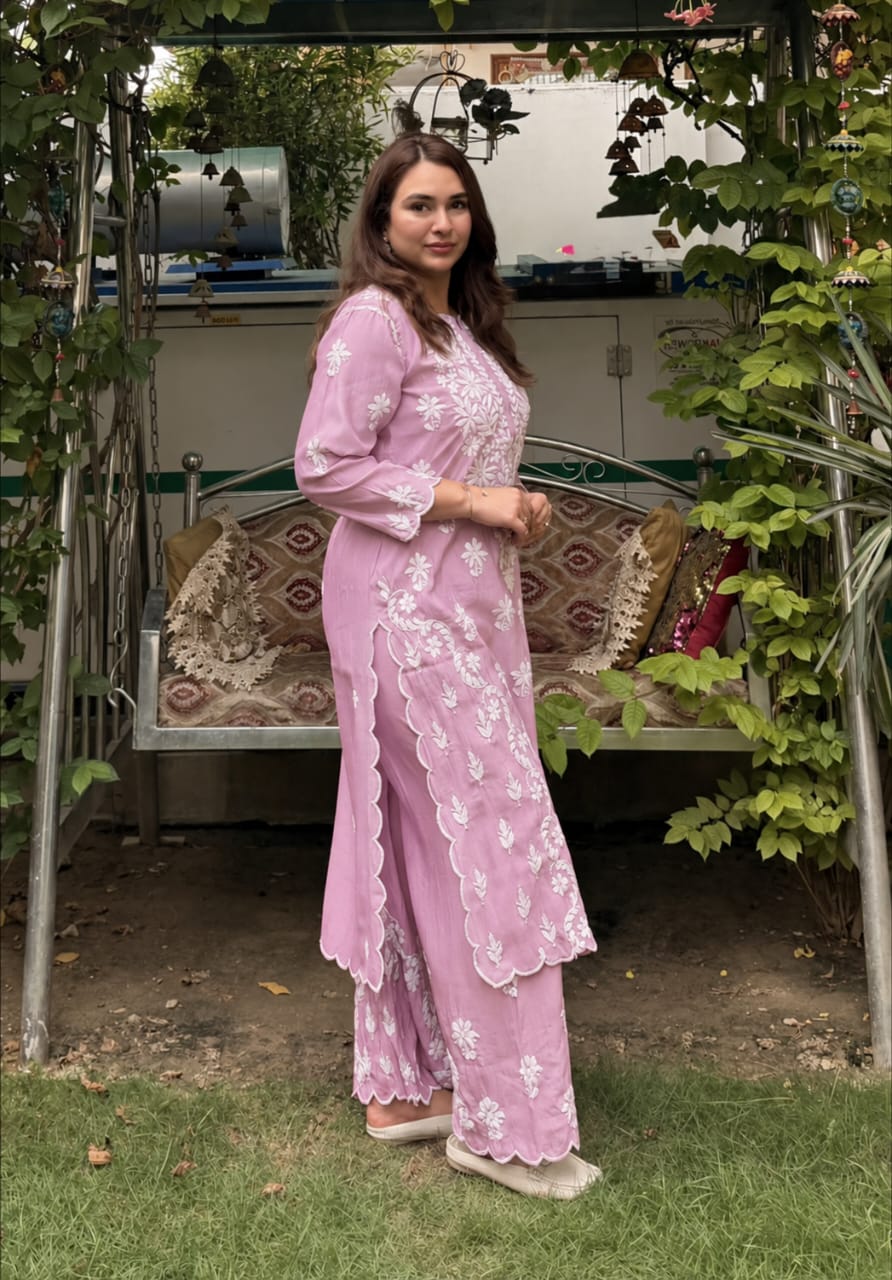Beautiful Roman Silk Cutwork Palazzo Set