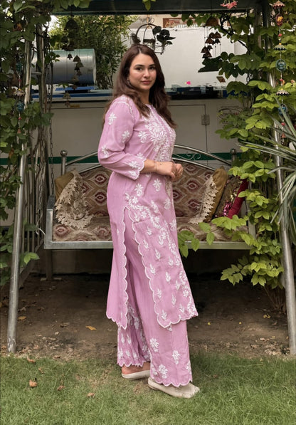 Beautiful Roman Silk Cutwork Palazzo Set