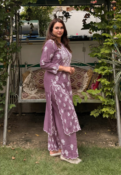 Beautiful Roman Silk Cutwork Palazzo Set