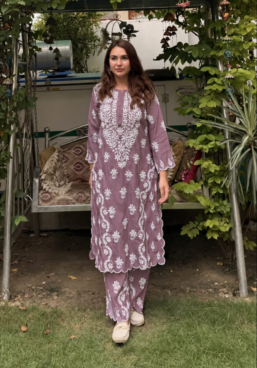 Beautiful Roman Silk Cutwork Palazzo Set