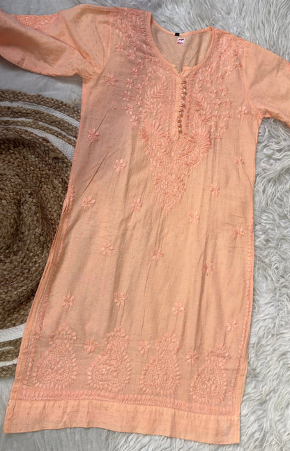 Lucknowi Chikankari Dobby Cotton Kurti
