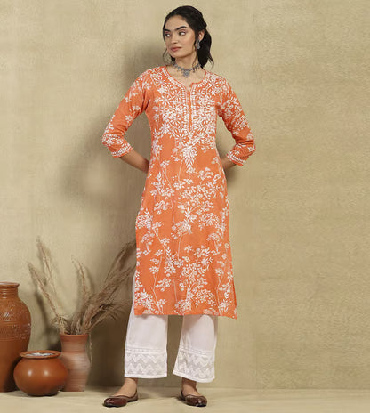 Mul Cotton Kurti Chikan Work