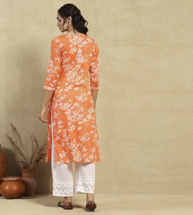 Mul Cotton Kurti Chikan Work