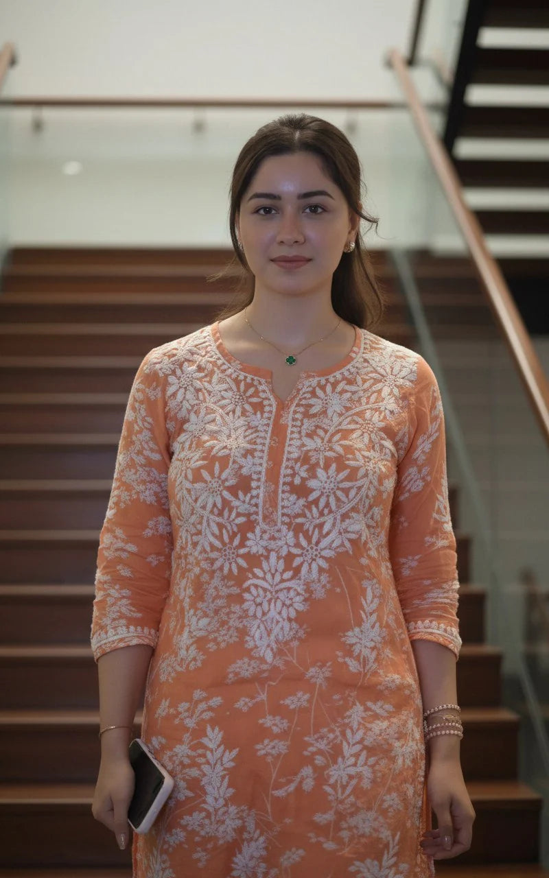 Mul Cotton Kurti Chikan Work
