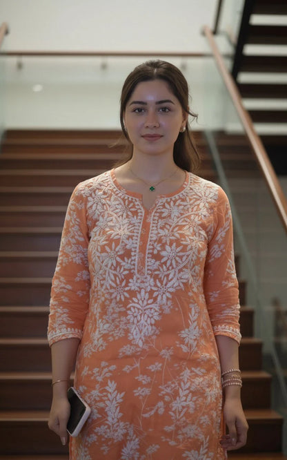 Mul Cotton Kurti Chikan Work