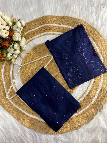 Reyon Mukesh Work Set Kurti plazo