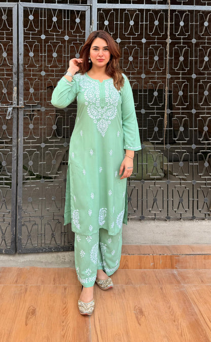 Reyon Set Colour Top Plazo