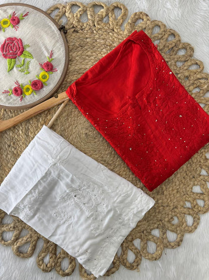 Reyon Mukesh Work Kurti + Palazzo