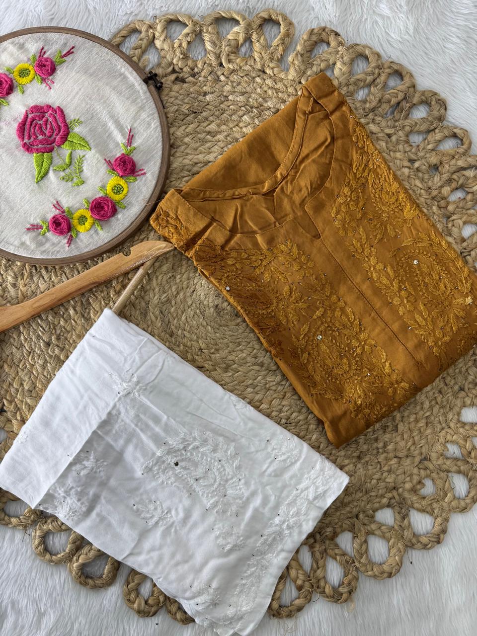 Reyon Mukesh Work Kurti + Palazzo