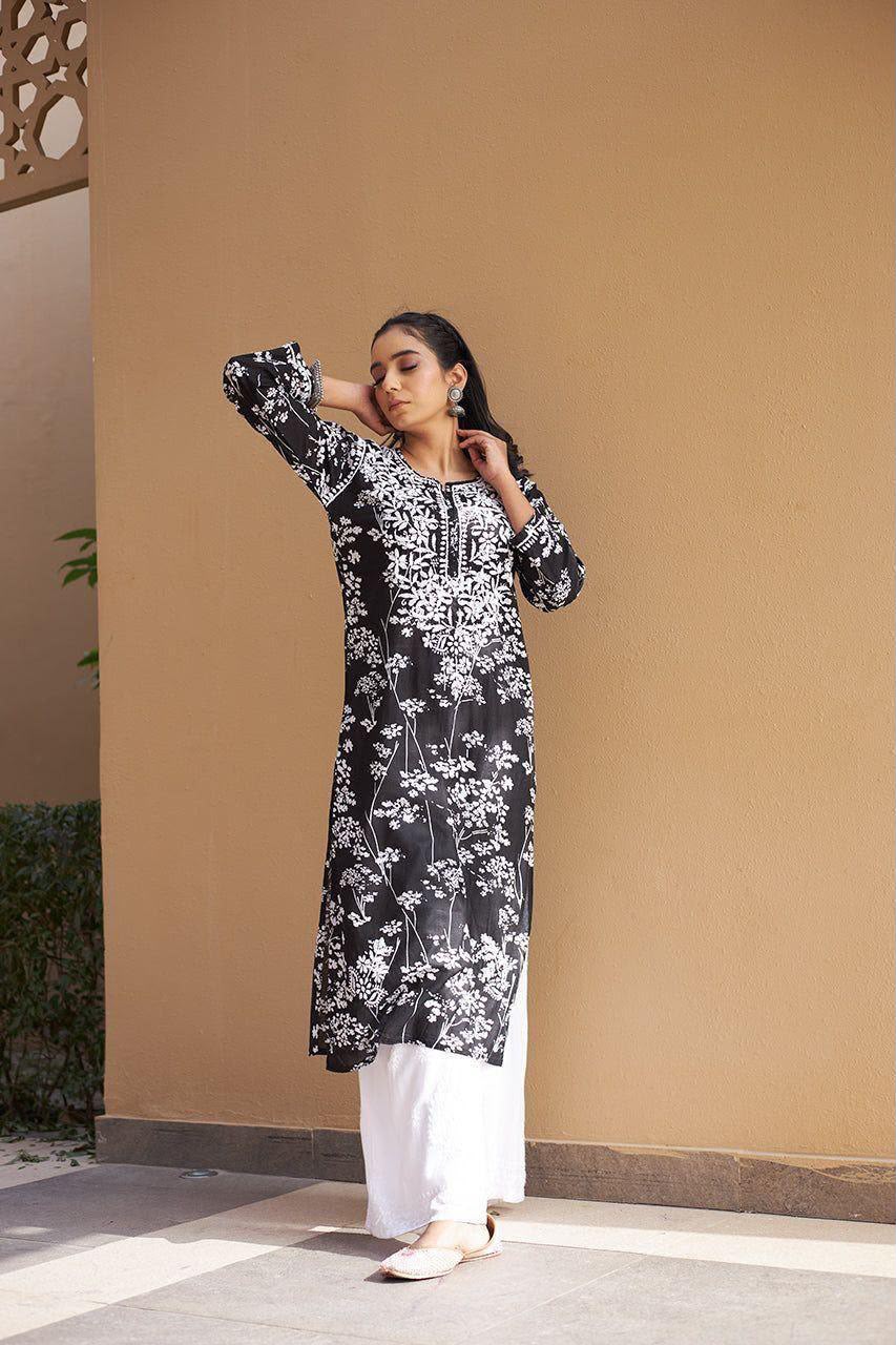 Mul Cotton Kurti Chikan Work