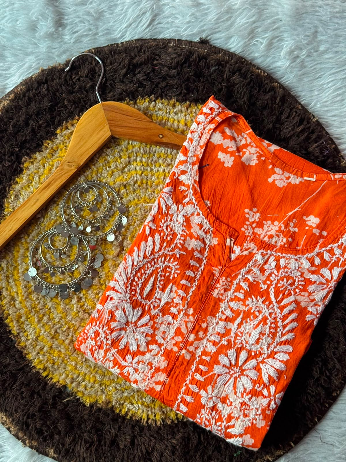 Mul Cotton Kurti Chikan Work