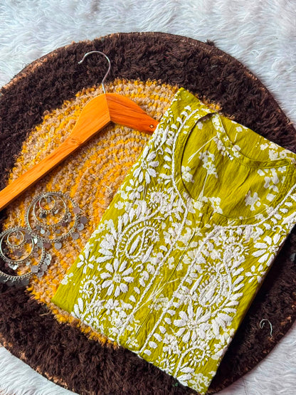 Mul Cotton Kurti Chikan Work