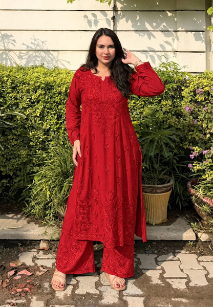 Beautiful Designer Heavy Work Rayon Palazzo Set