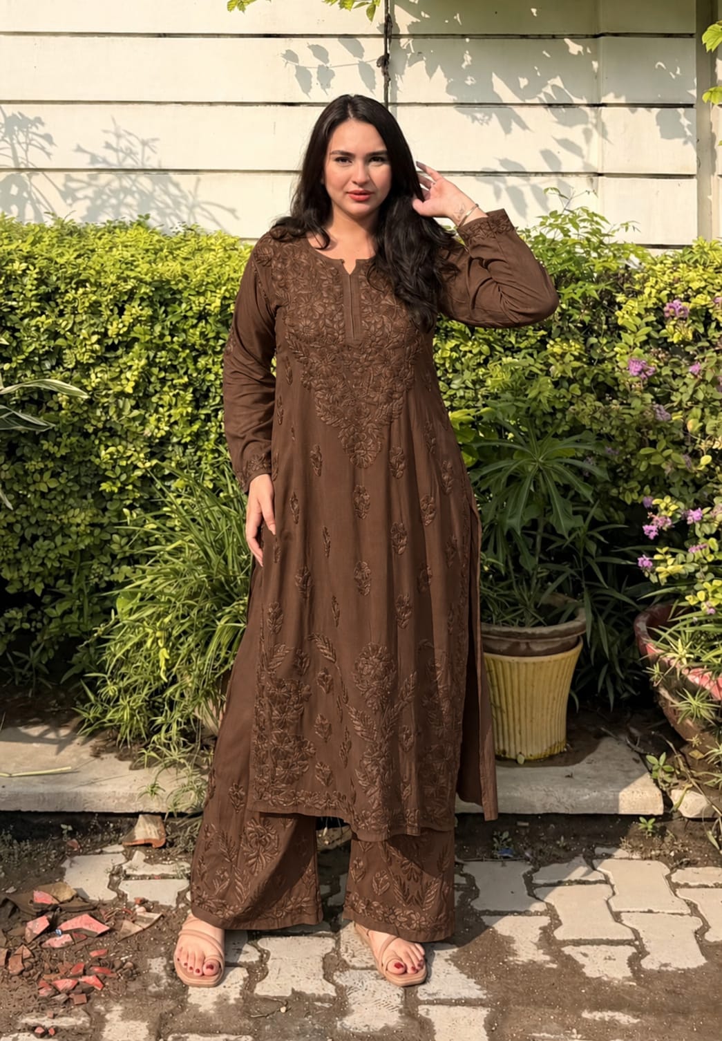 Beautiful Designer Heavy Work Rayon Palazzo Set