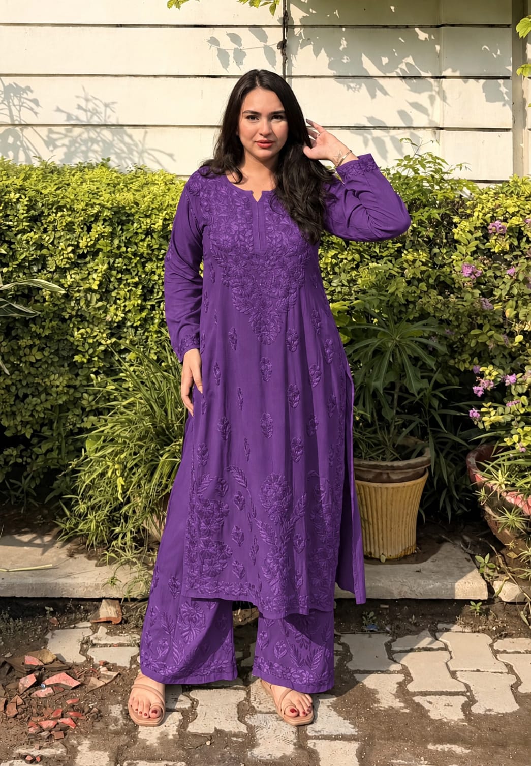 Beautiful Designer Heavy Work Rayon Palazzo Set