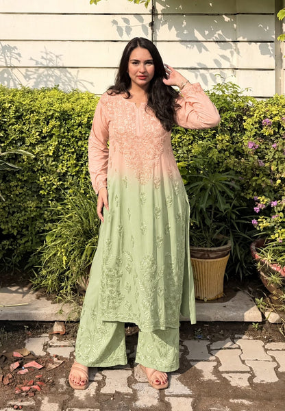Beautiful Designer Heavy Work Rayon Palazzo Set