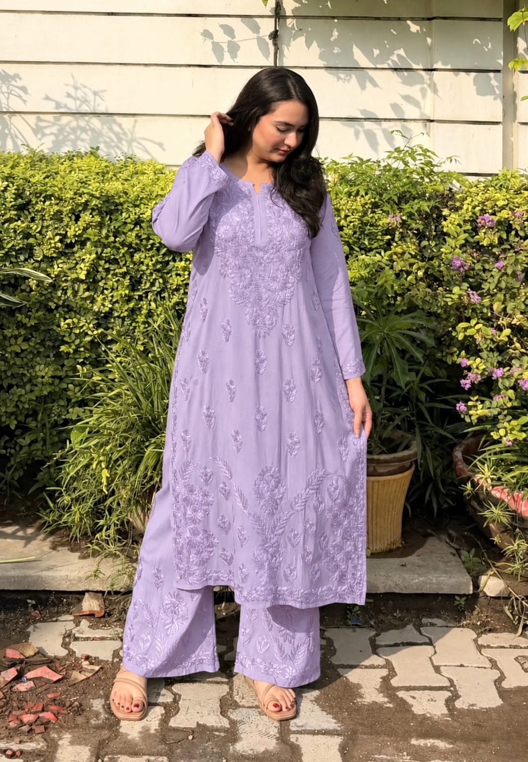 Beautiful Designer Heavy Work Rayon Palazzo Set