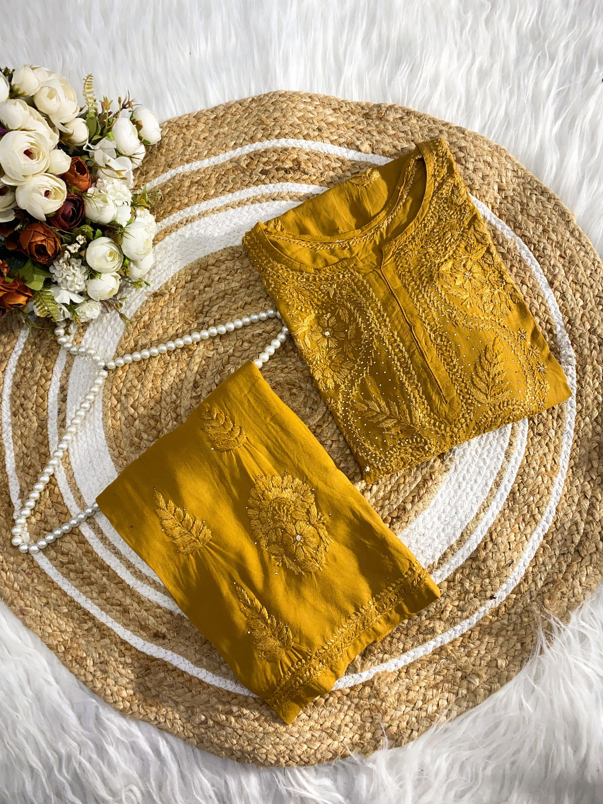 Premium Chikankari Muqash Rayon Cord Set