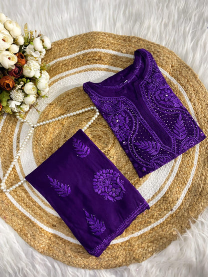 Premium Chikankari Muqash Rayon Cord Set