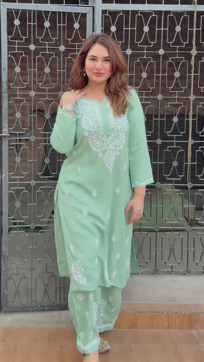 Reyon Set Colour Top Plazo