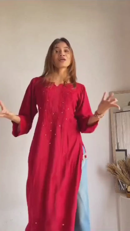Reyon Mukesh Work Kurti + Palazzo